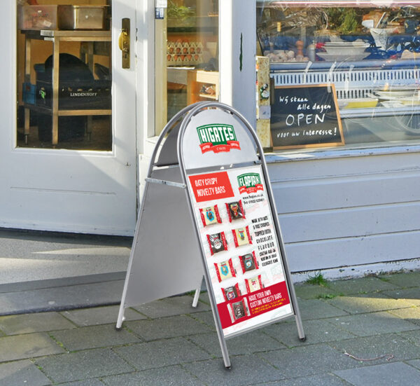 Rounded Logo Pavement Sign with Curved Header Panel